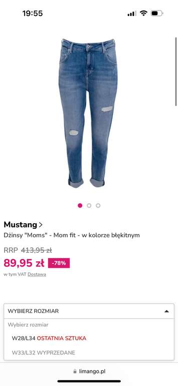Damskie jeansy Mustang Mom Fit - ostatnie rozmiary @Limango
