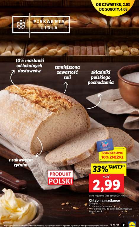 Chleb na maślance z zakwasem Lidl. Możliwe dodatkowe -10%