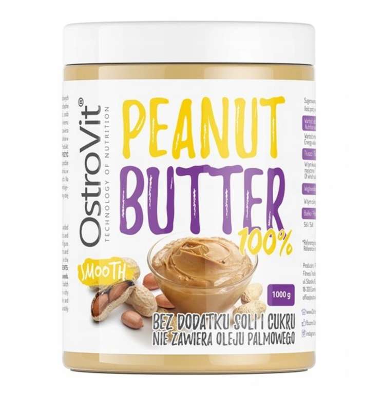 Masło orzechowe OstroVit Peanut Butter 100% Smooth 1 kg