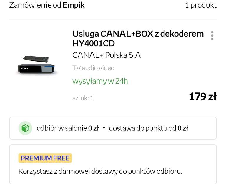 Dekoder CANAL+ BOX 4K HY4001CD + 2-miesięcznym dostępem do pakietu CANAL+ (zakup przez aplikację Empik)