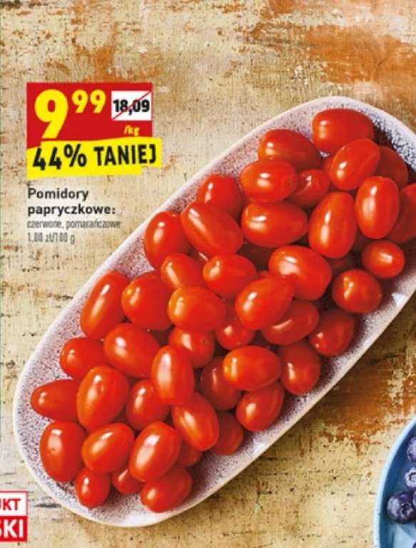 Pomidory papryczkowe na wagę w Biedronce, cena za kg.