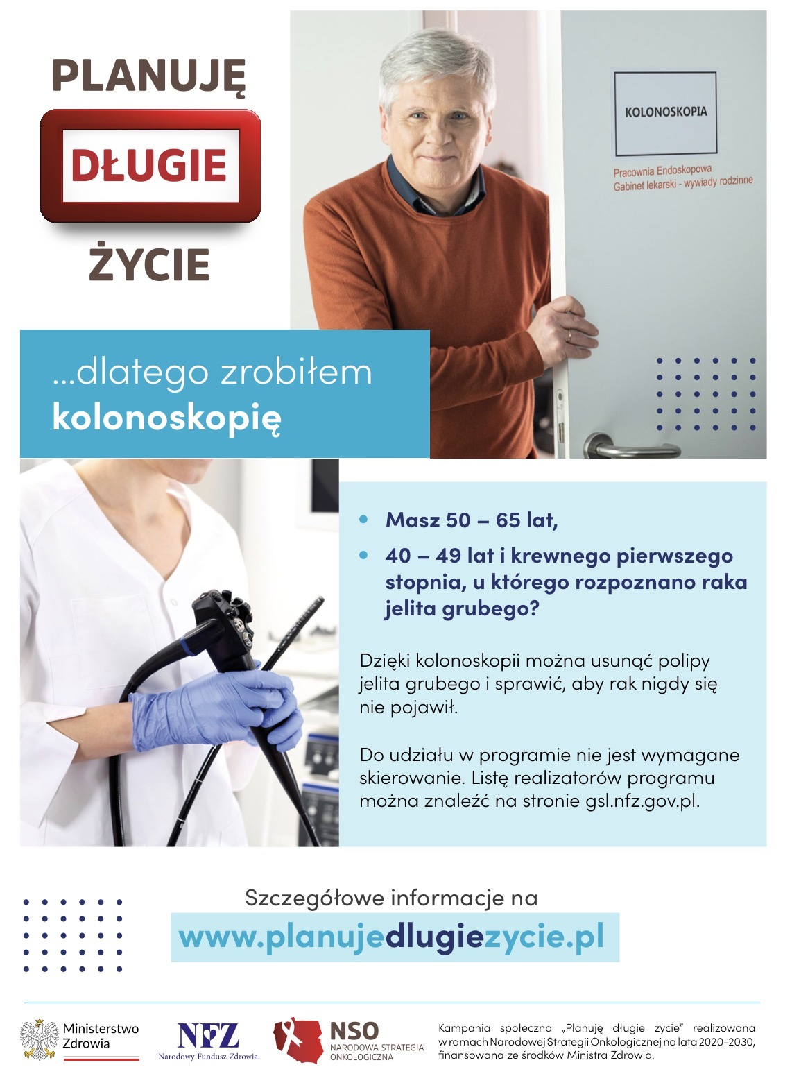 Darmowe badanie kolonoskopii dla osób w wieku 40-65 lat