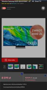 Telewizor QD-OLED 65" Samsung S95B (możliwe 6599zł) / 4K HDR / 144Hz / HDMI 2.1 / Tizen