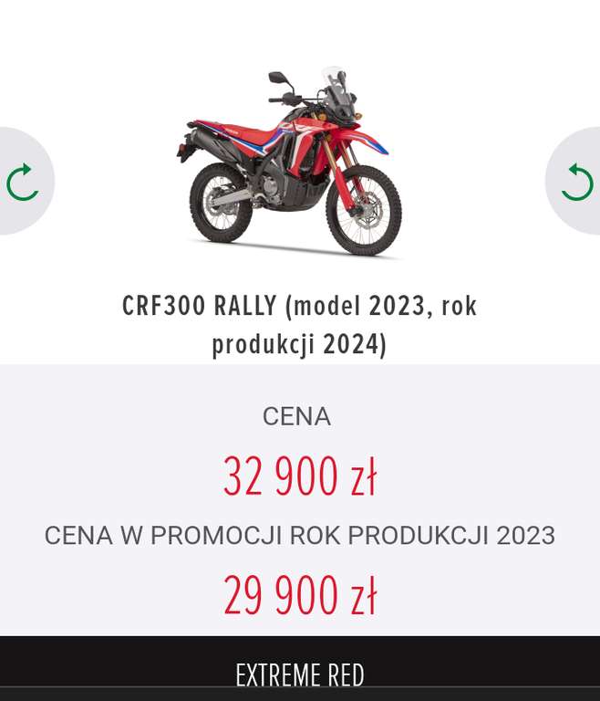 Honda CRF300 Limited RALLY Extreme Red, Na Kategorię A2, ekran LCD, Full LED, spalanie 3,1L (2024r.)