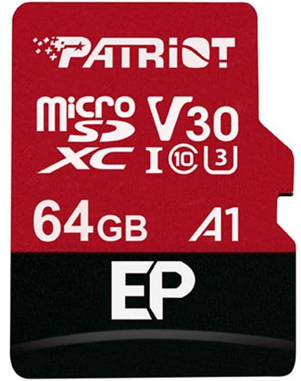 Karta MicroSD, 64 GB Patriot Class 10 UHS-I/U3 A1 V30 - zapis/odczyt 40/90 MB/s - darmowa dostawa Prime