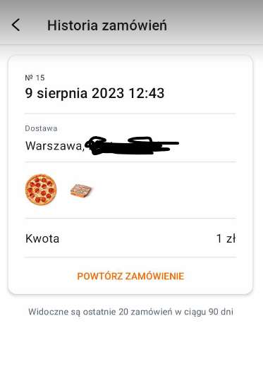 Pepperoni Classic za 1 zł w dostawie od 39,99 zł przez Dodo Pizza APP 25 cm