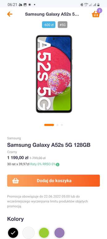 Samsung Galaxy a52s 5g 6/128gb