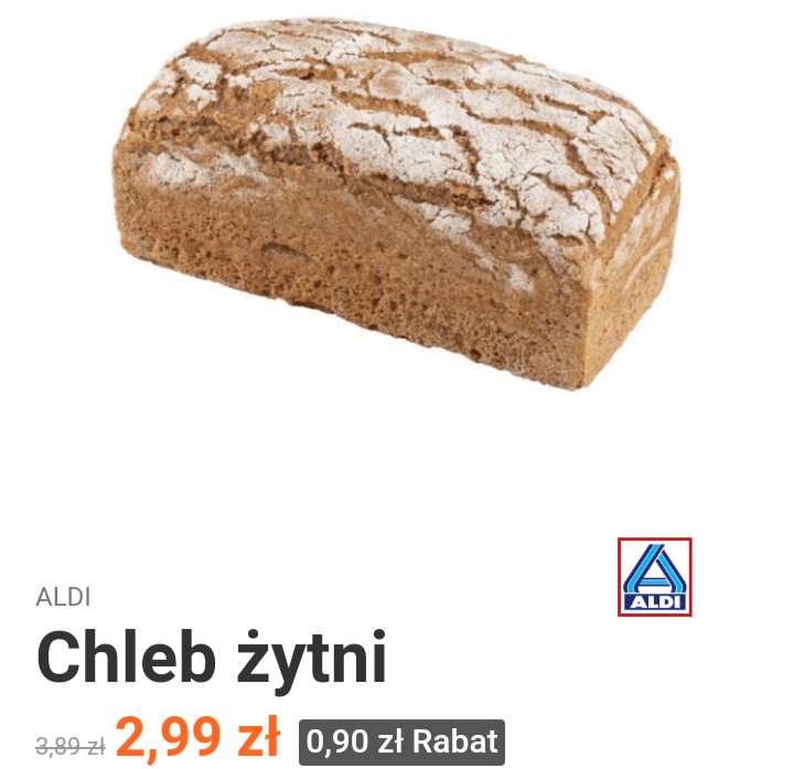 Chleb Żytni 100% naturalny skład bez drożdży @Aldi