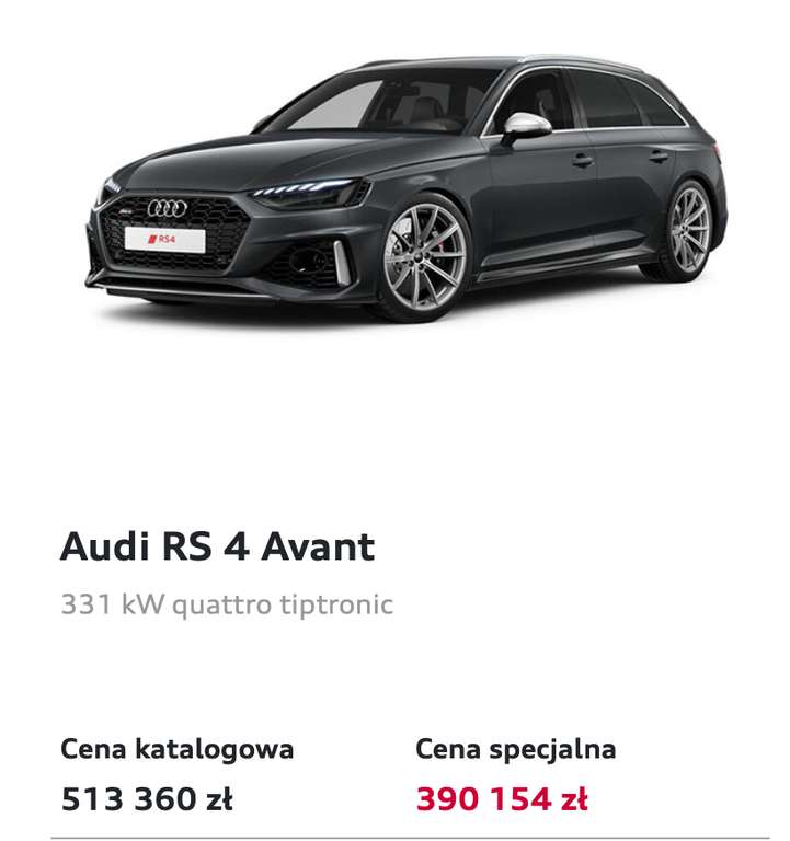 Audi RS 4 Avant z wyprzedaży rocznika 2023