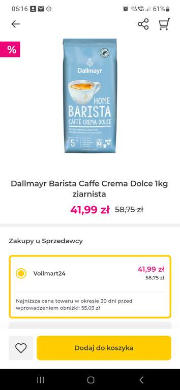 Kawa ziarnista Dallmayr Barista Caffe Crema Dolce 1KG
