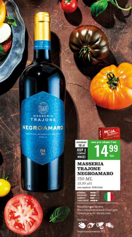 Biedronka wino Masseria Trajone Negroamaro 29,98 za 2x0,75L(19,99 /L)