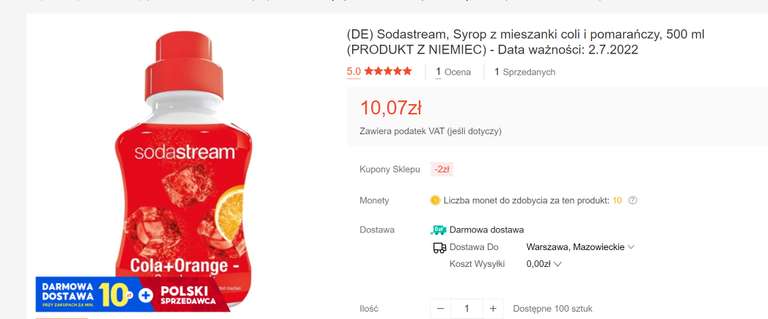 Sodastream Syrop z mieszanki coli i pomarańczy, 500 ml