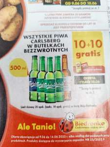 Piwo Carlsberg w Biedronce 10+10 gratis z kartą MB