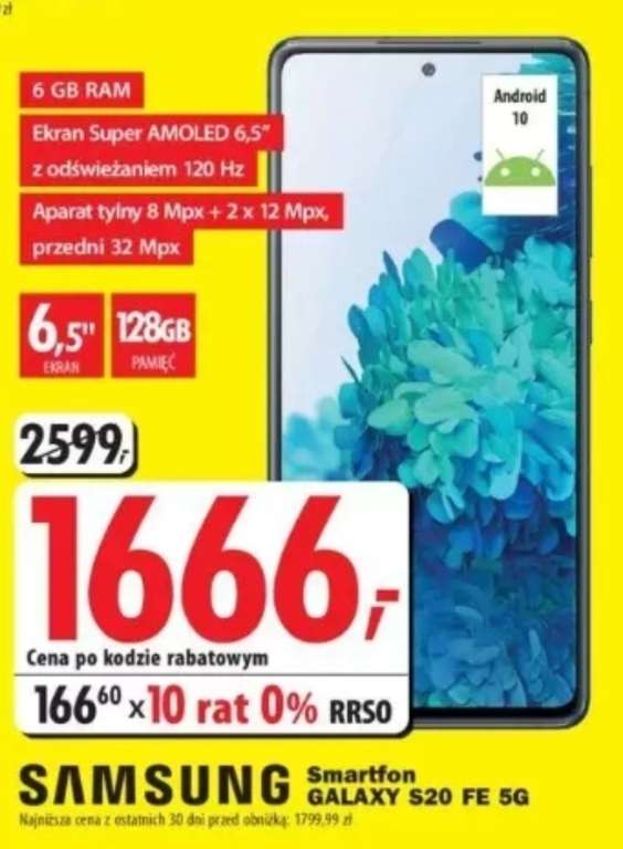 Smartfon Samsung Galaxy S20 FE 5G 6GB/128 GB Mediaexpert Gliwice