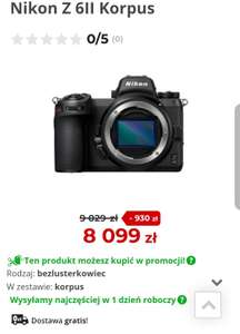 Aparat Nikon Z6II - 8099 PLN