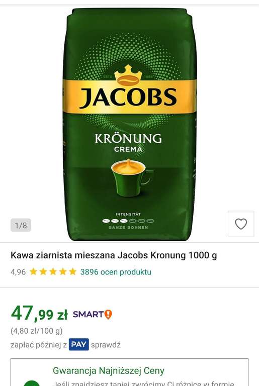 Kawa ziarnista mieszana Jacobs Kronung 1000 g