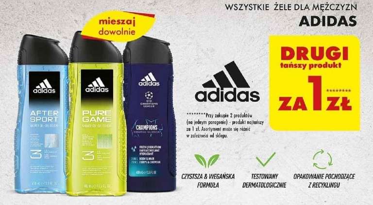 Wszystkie żele męskie marki Adidas (400ml) drugi za złotówkę Biedronka