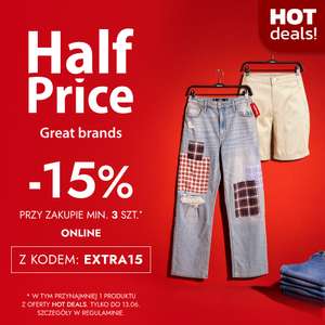 Hot Deals -15%: szorty, jeansy, akcesoria sportowe i plecaki przy zakupie min. 3 produktów @HalfPrice
