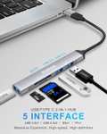 Hub USB C, ZESKRIS 5 portów, ultracienki koncentrator danych typu C z 1 USB 3.0, 2 USB 2.0, TF/SD/MicroSD