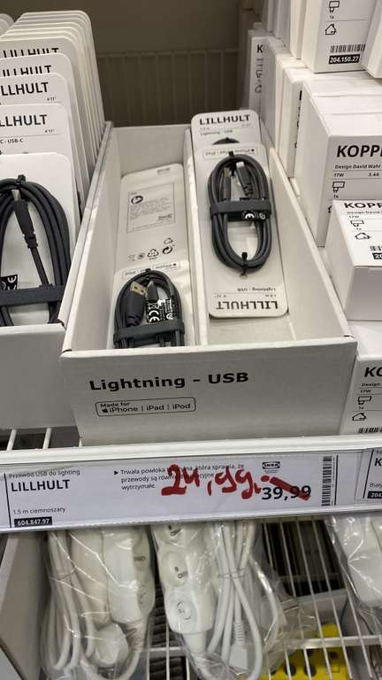Przewód lightning USB Ikea Lillhult MFI