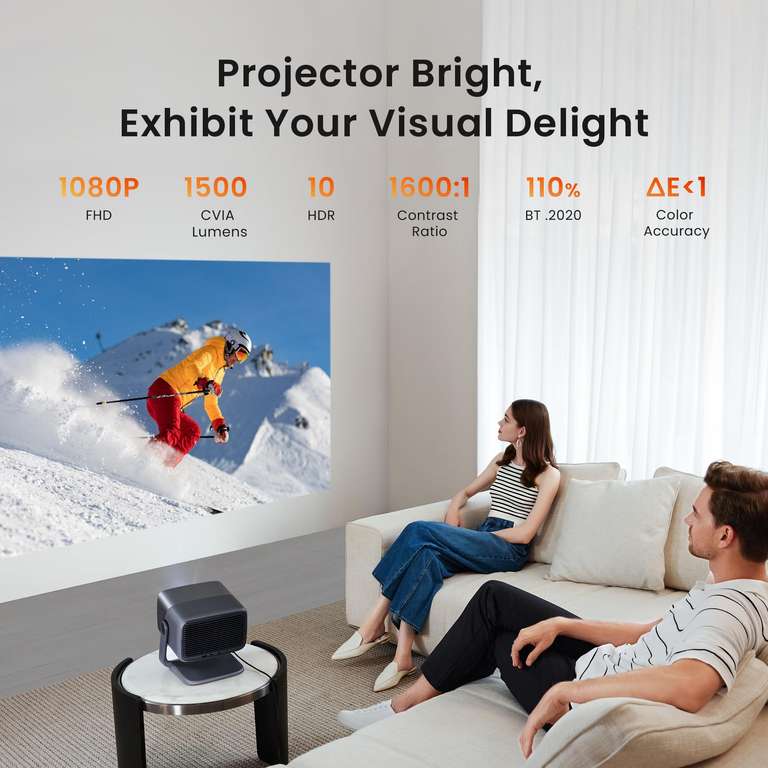 JMGO N1 Pro projektor 1080p Full HD, MALC trójkolorowy projektor laserowy z systemem Android TV 11, 1500 lumenów CVIA, 10 W x 2