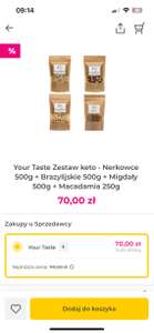 Your Taste Zestaw keto - Nerkowce 500g + Brazylijskie 500g + Migdały 500g + Macadamia 250g