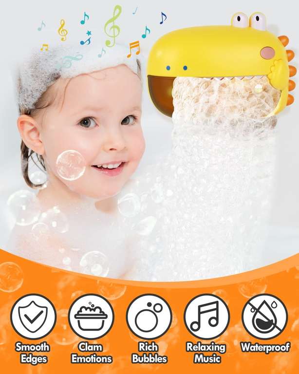 Zabawka do kąpieli, automat do robienia bąbelków z muzyką, 12 piosenek, ponad 1000 bąbelków na minutę | darmowa dostawa z Amazon Prime