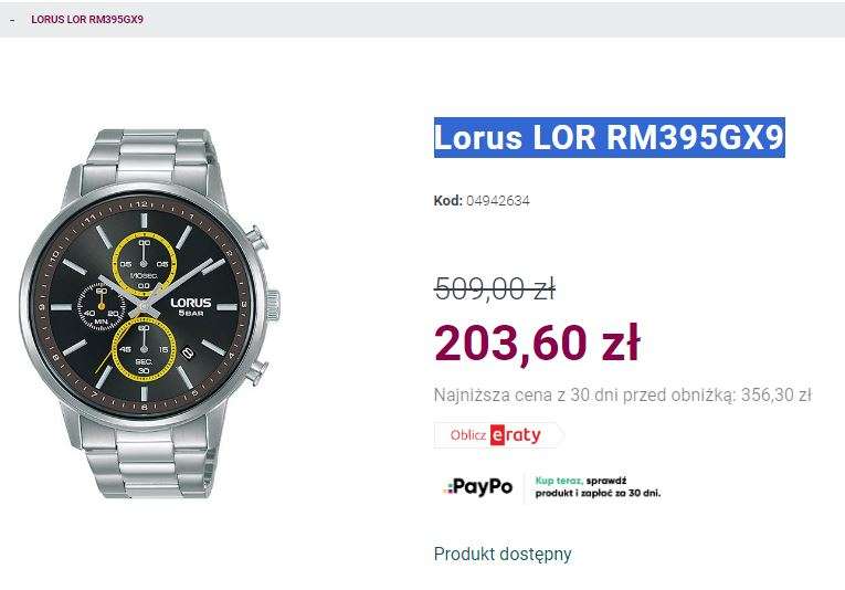 Zegarek męski Lorus LOR RM395GX9