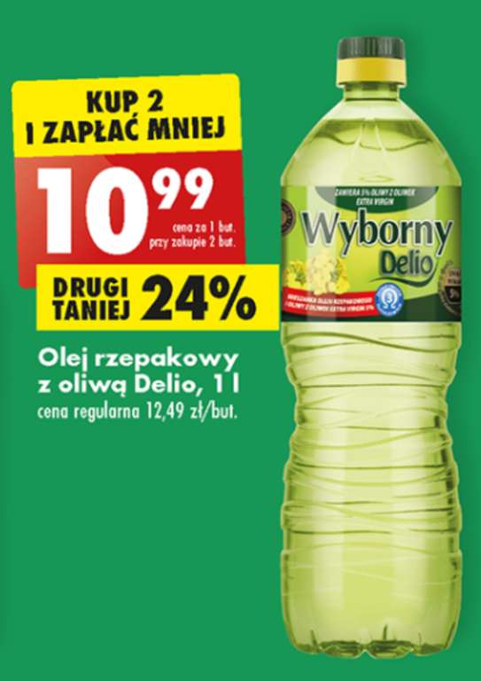 Olej rzepakowy 1 litr przy zakupie 2 sztuk, z dodatkiem oliwy @Biedronka
