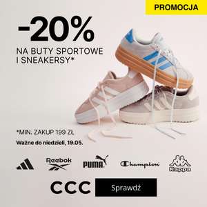 Rabat -20% na buty sportowe i sneakersy przy zakupie za min. 199 zł (przecenione i nieprzecenione) @CCC
