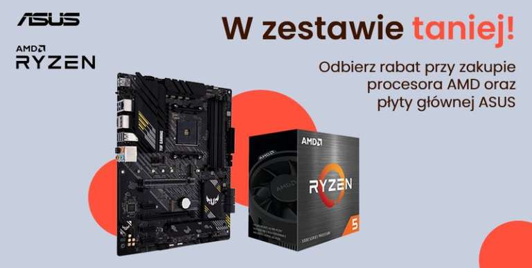 Zestaw procesor AMD Ryzen 5 5600X (899zł) + płyta główna Asus TUF GAMING B550-PLUS (569zł)