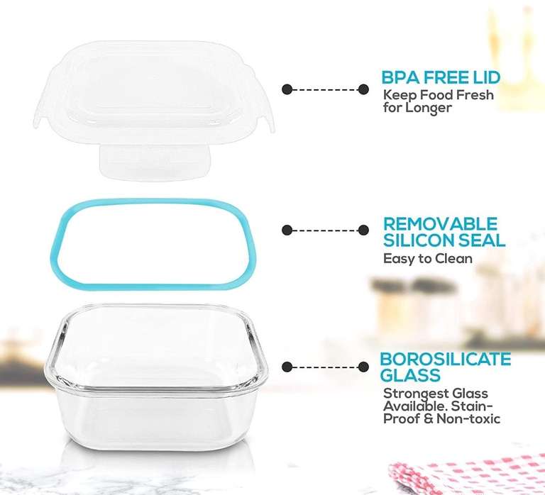 KICHLY - Szklane pojemniki do przechowywania żywności - 12 pojemników + szczelne pokrywki @ Amazon
