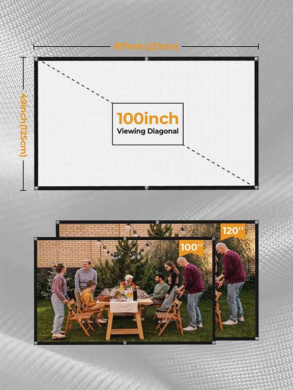 Ekran projektora 100 cali, WEWATCH przenośny ekran do filmów projekcyjnych 16:9 PS05