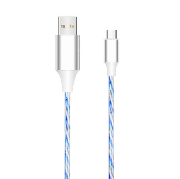 Świecący Kabel USB C oplot 1m ładowanie 2,4A