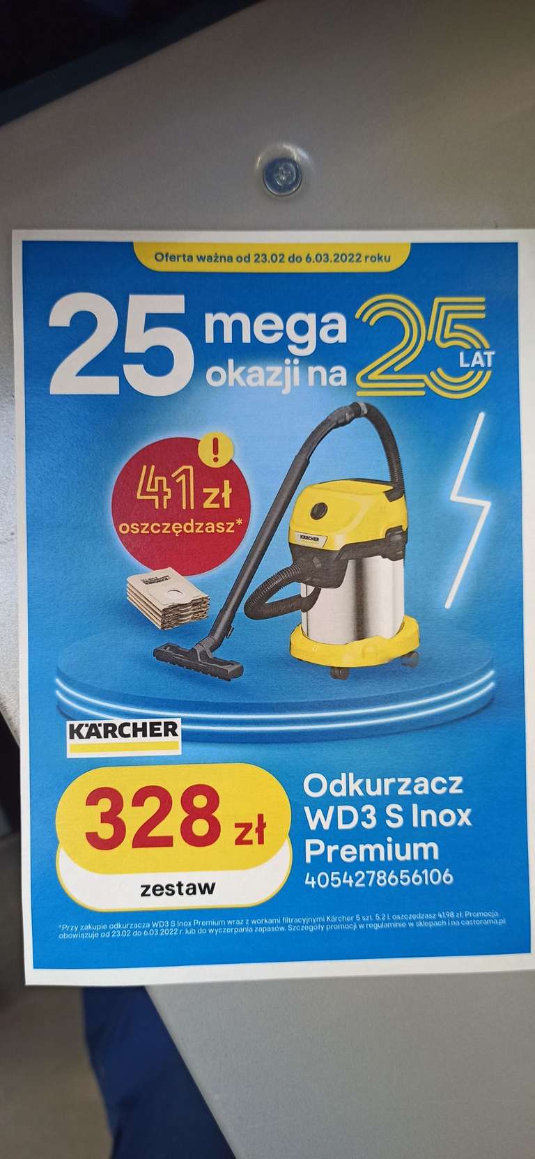 Odkurzacz Karcher WD3 Premium Inox + filtr + 5szt worków Karcher za 1zł
