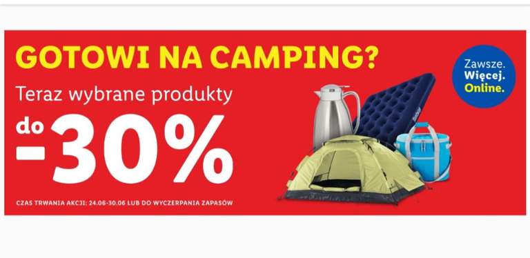 Wybrane produkty z kategorii CAMPING taniej do -30 % Lidl.pl