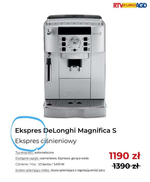 Ekspres DeLonghi Magnifica S ECAM 22.110.SBDis