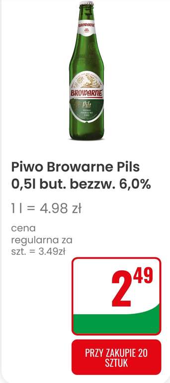 Piwo Browarne Pils 0,5l DINO (cena za sztukę przy zakupie 20 sztuk)