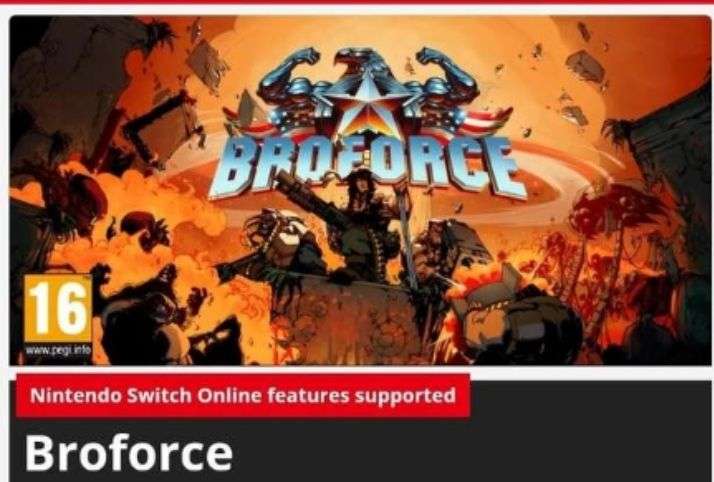 Gra Broforce nintendo.co.uk za 2,69 funta do 25.06 Nintendo Switch