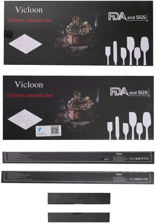 Vicloon Silikonowy pomocnik kuchenny, 6 sztuk, odporne na wysokie temperatury, nieprzywierające, rdzeń ze stali nierdzewnej, czarne
