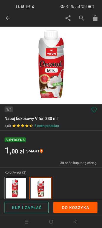 Napój kokosowy czekoladowy Vifon 330 ml termin ważności 30.08.2023