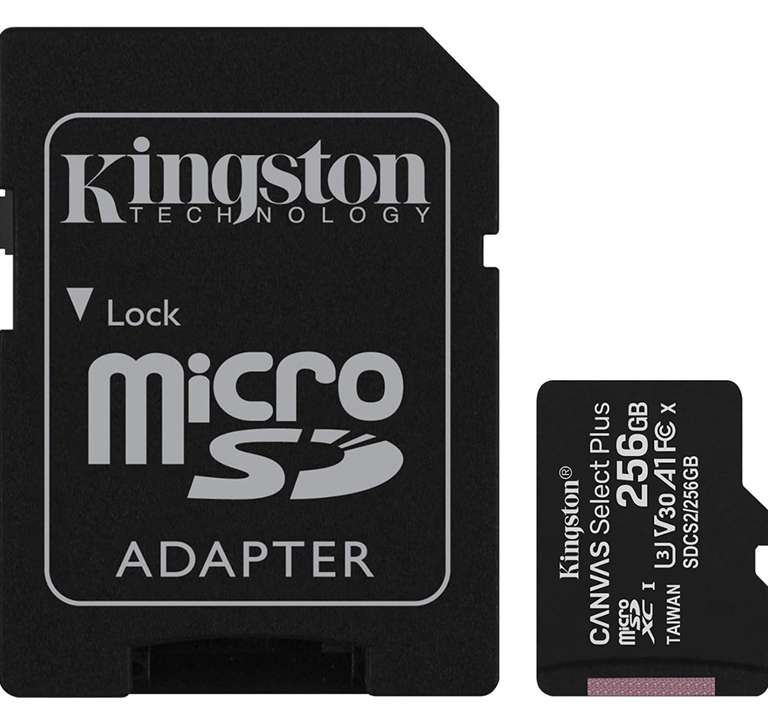Kingston Canvas Select Plus SDCS2/256GB, Karta MicroSD z Adapterem, 256GB, Czarna