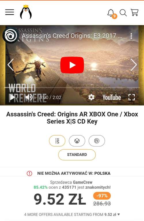 Gra Assassin's Creed Origins Xbox AR VPN