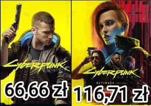 Cyberpunk 2077 za 66,66zł i Cyberpunk 2077: Ultimate Edition za 116,71zł w Epic Game Store