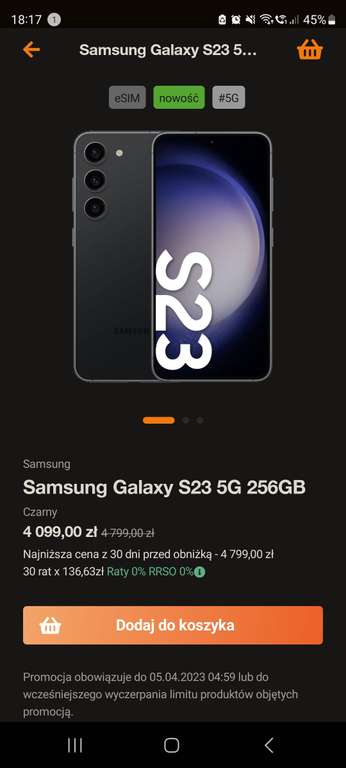 Smartfon Samsung Galaxy S23 8/256 @orangeflex