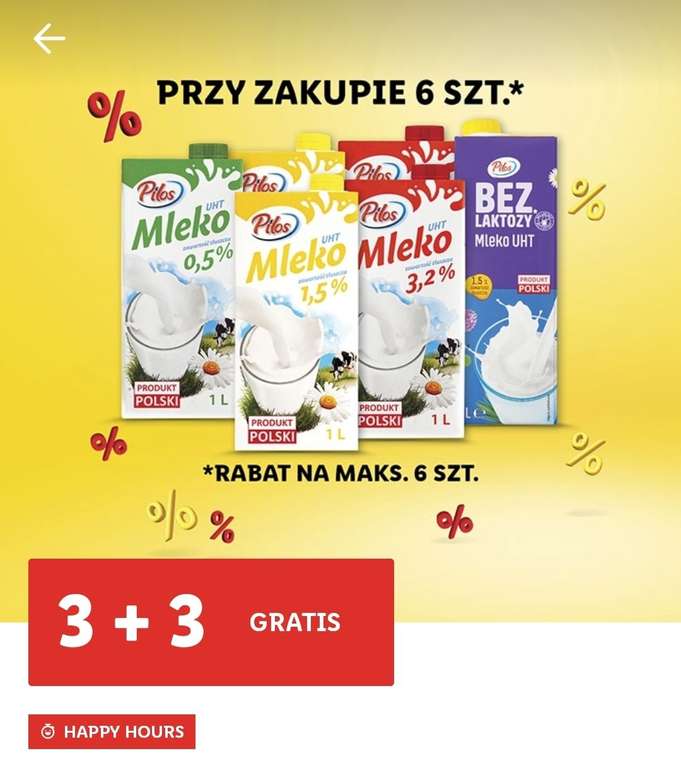 Mleko Pilos 0,5%, 1,5%, 3,2% lub bez laktozy 3+3 gratis - Lidl