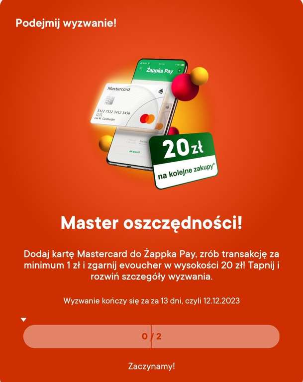 E-voucher 20 zł za dodanie karty i płatność Żabka Pay