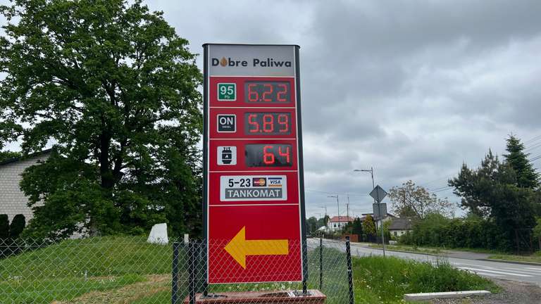 Paliwo benzyna 95 6,22 zł, diesel 5,89 zł (Grabów nad Pilicą)