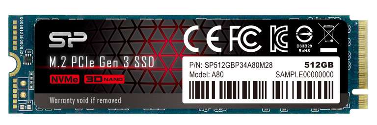 Dysk ssd m.2 Silicon Power P34A80 512GB M.2 2280 PCIe 3.0 x4 NAND TLC (SP512GBP34A80M28)