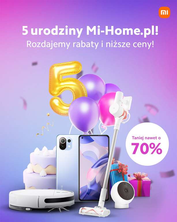 5 urodziny sklepu Mi-Home, Mi Camera 2K 105zł, Mi Handheld Vacuum Cleaner G9 555, Xiaomi 11 Lite 5G NE 1655zł